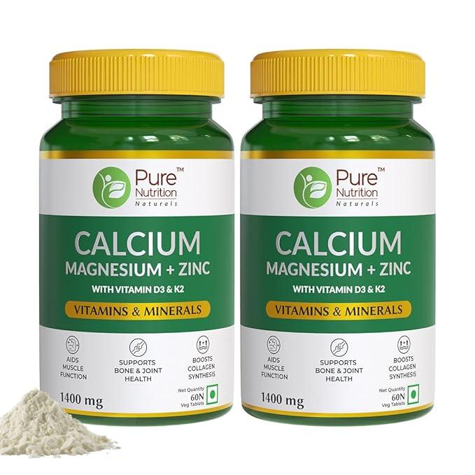 Pure Nutrition Calcium Magnesium + Zinc 1400mg Veg Tablet