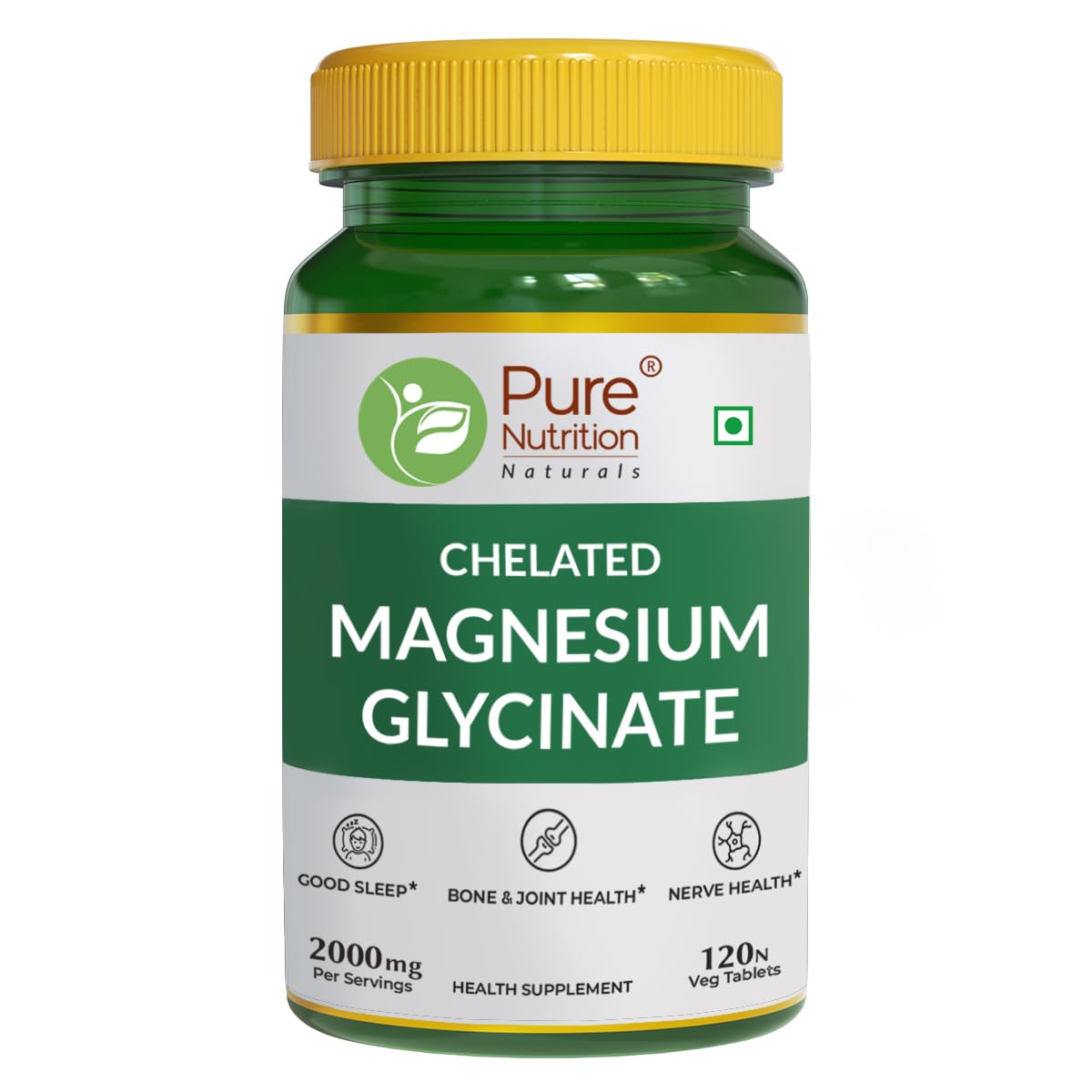 Pure Nutrition Chelated Magnesium Glycinate Supplement, 120 Vegan Tablets