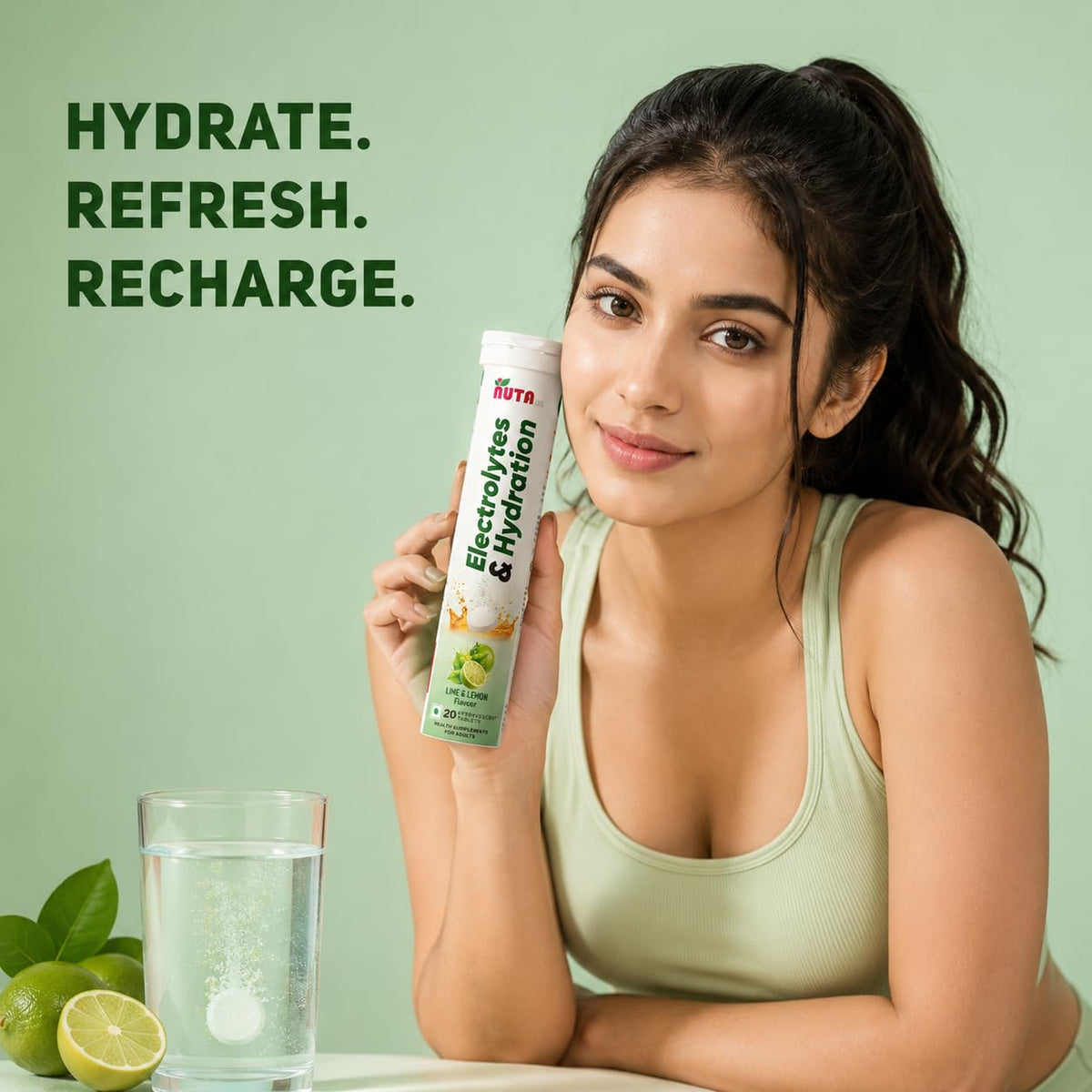 Arogyasiddhi Electrolyte & Vitamin C Effervescent Tablets | Instant Energy & Rapid Hydration | Lemon Lime Flavor | 10 Effervescent Tablets
