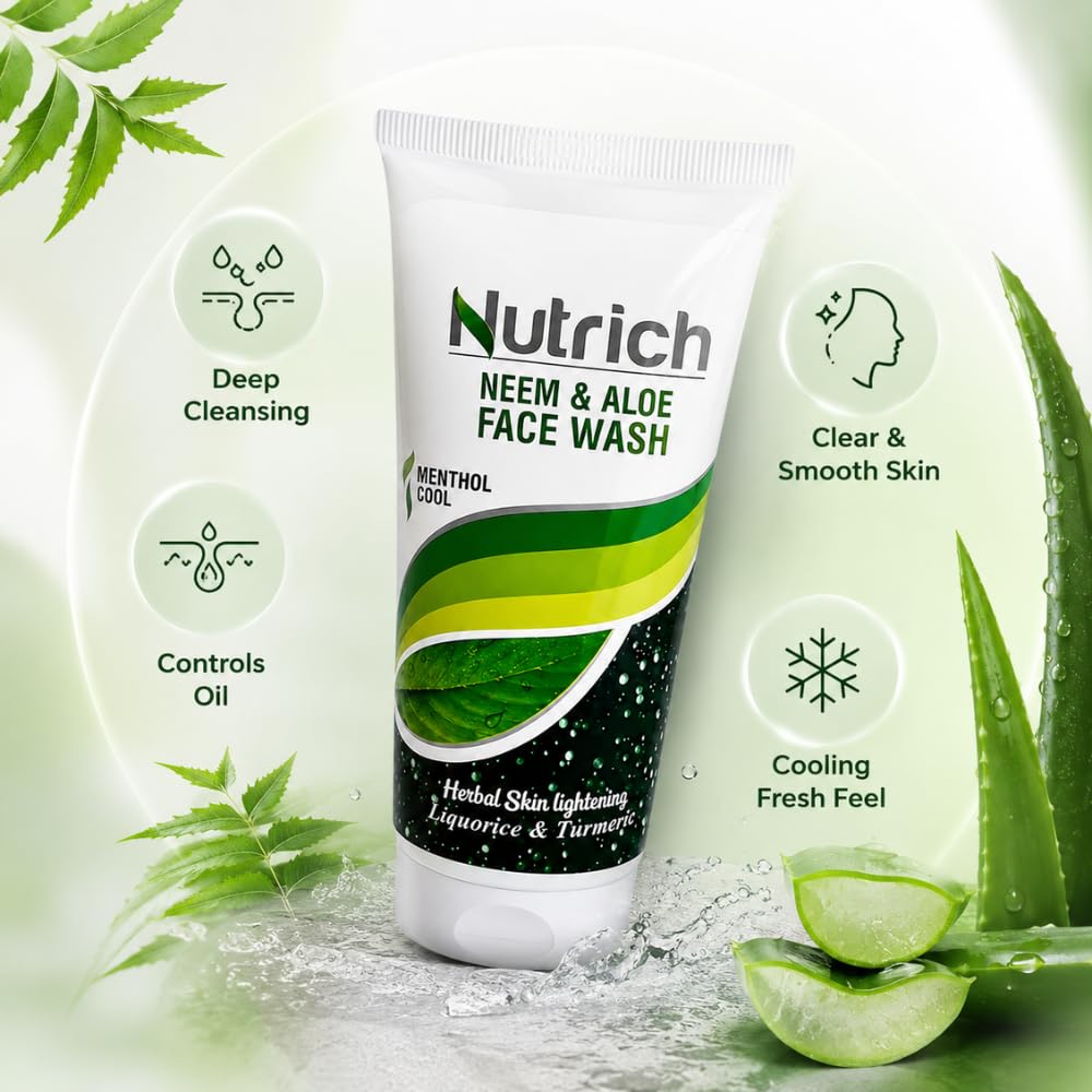 Ayulabs Nutrich Neem & Aloe Face Wash | For Acne-Prone Skin, Gentle Cleansing & Rejuvenation | 100 gm