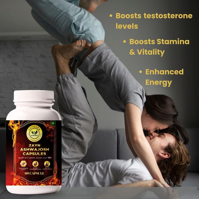Zaynura Ayurveda Ashwajosh Capsules for Men’s Vitality – Premium Ayurvedic Stamina & Vigor Booster Elevate Your Strength, Stamina, and Confidence Naturally