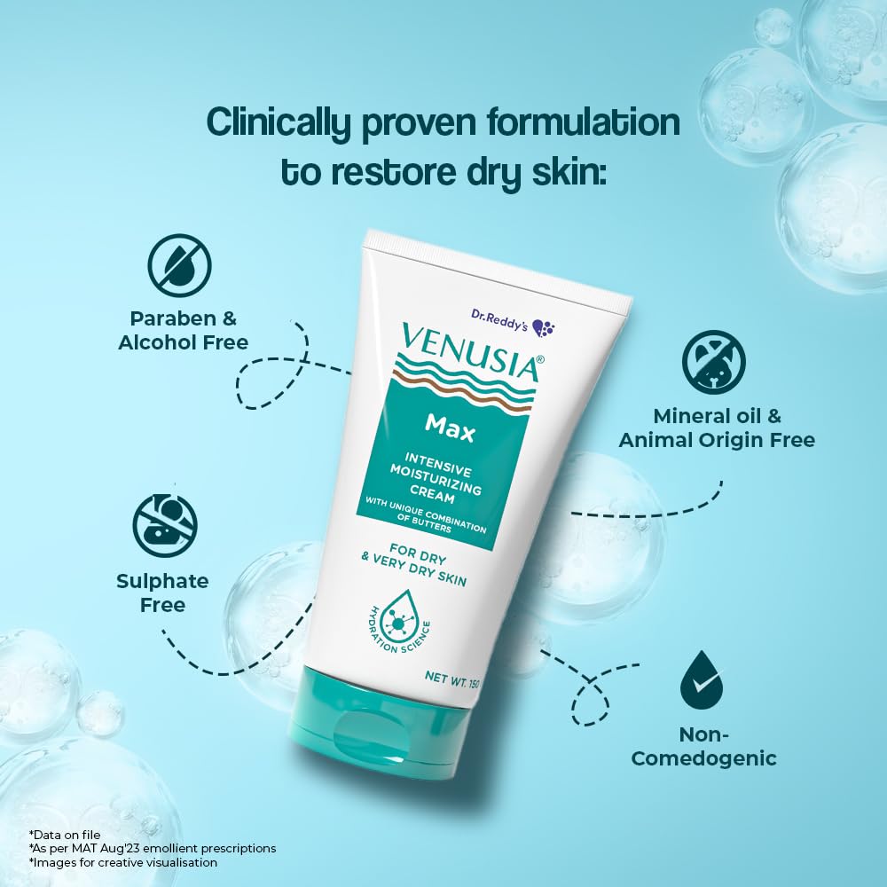 Venusia Max Intensive Moisturizing Cream | Face Care Product for Dry & Very Dry Skin | Repairs the Skin