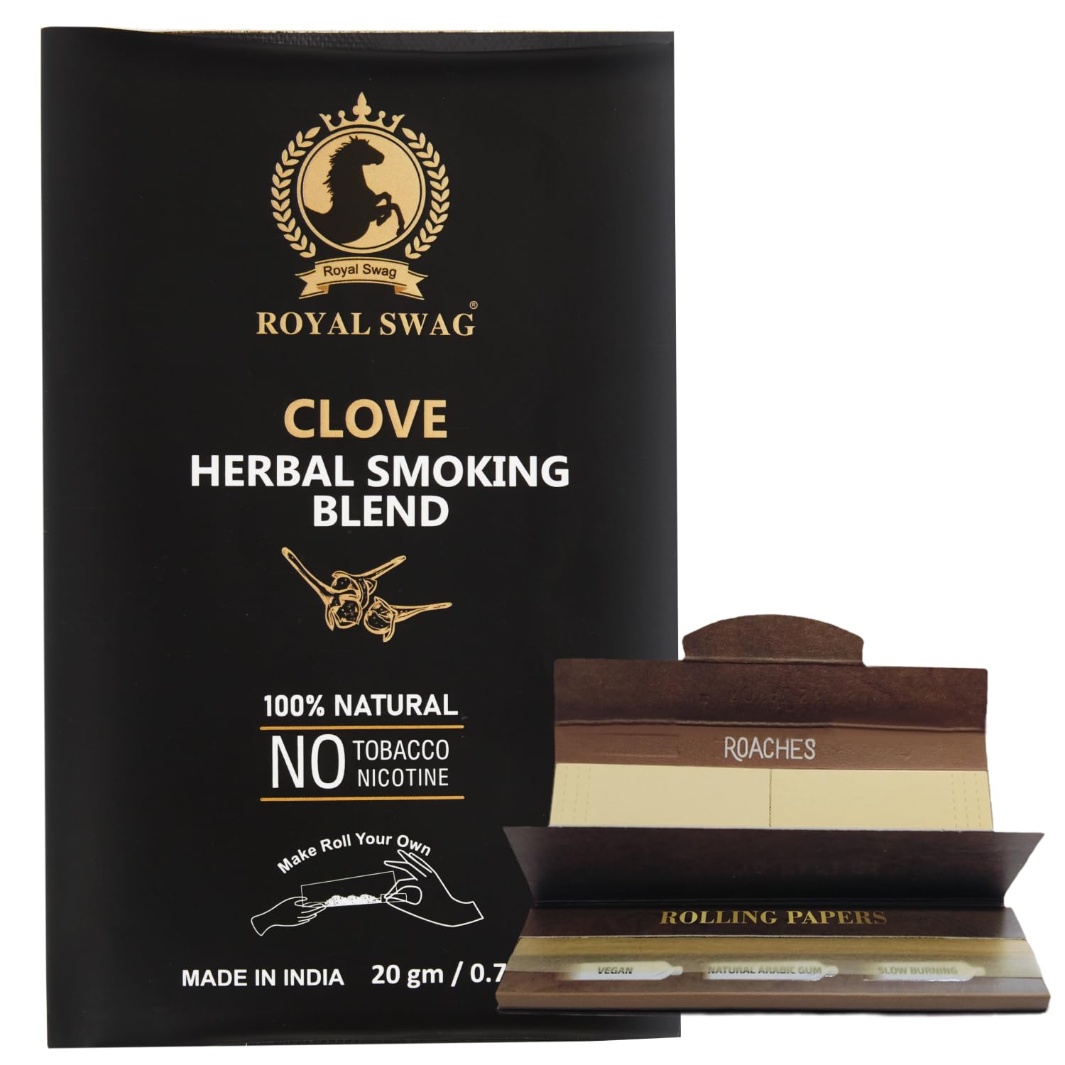 Royal Swag Clove Herbal Smoking Blend (20g) & King Size Slim Papers Combo Pack