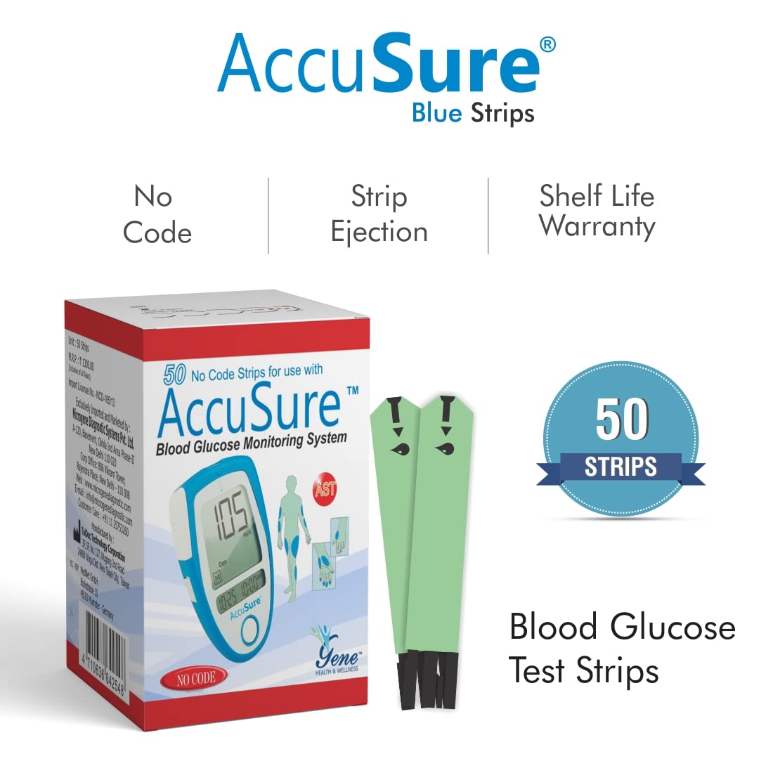 AccuSure Glucometer Test Strip (Only Strip) | Diabetes Monitoring Devices