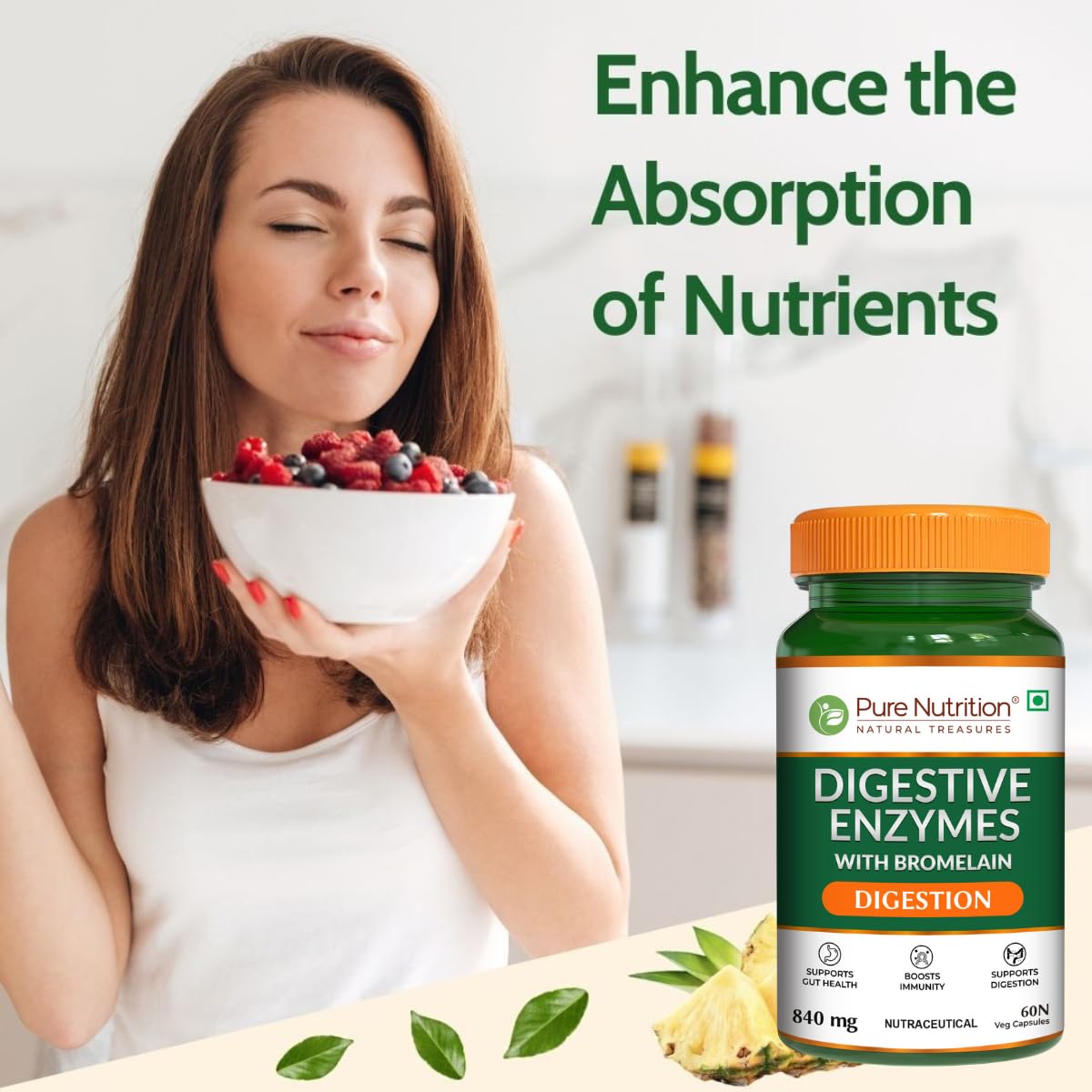 Pure Nutrition Digestive Enzyme 120 Capsules | Digestive Health & Nutrient Absorption Support