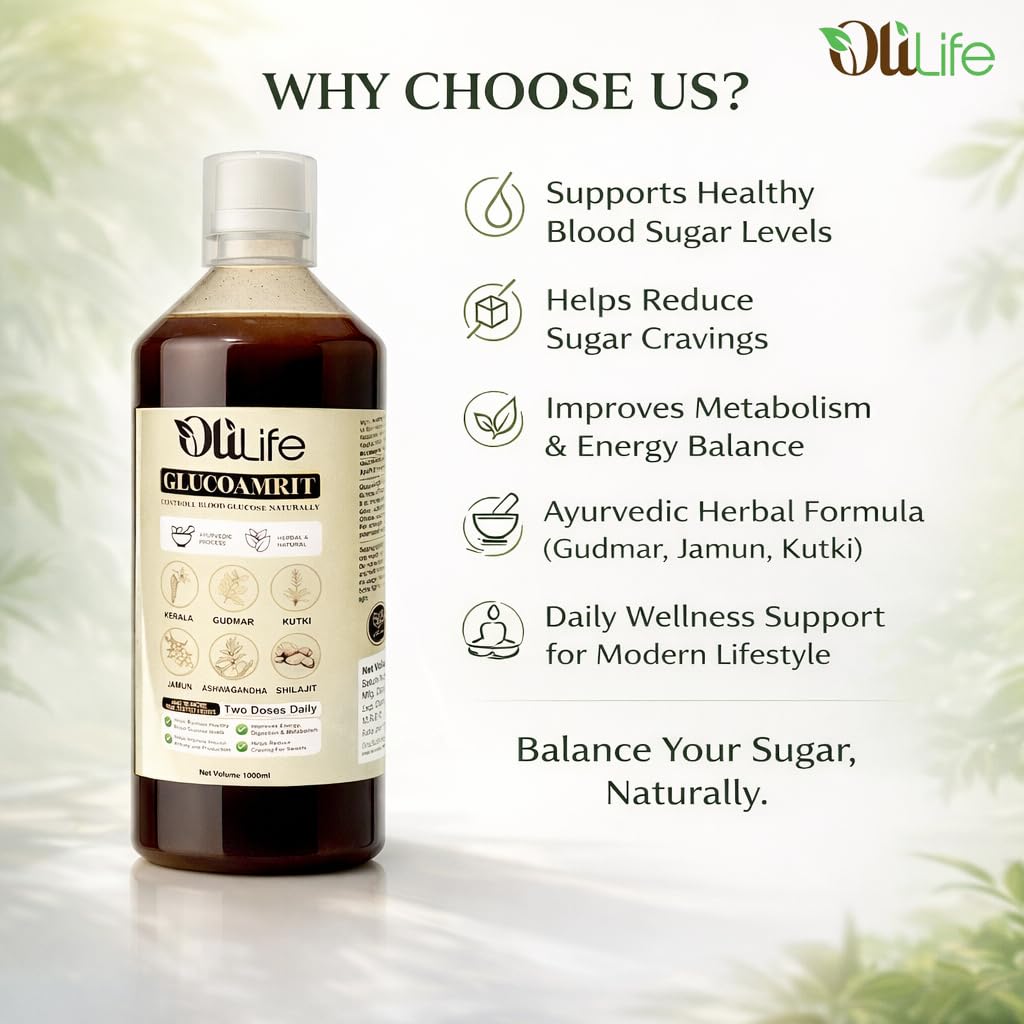 OliLife GlucoAmrit Juice 1000 ml | Ayurvedic & Herbal Diabetes Care Juice for Blood Sugar Support, Metabolic Balance & Daily Wellness