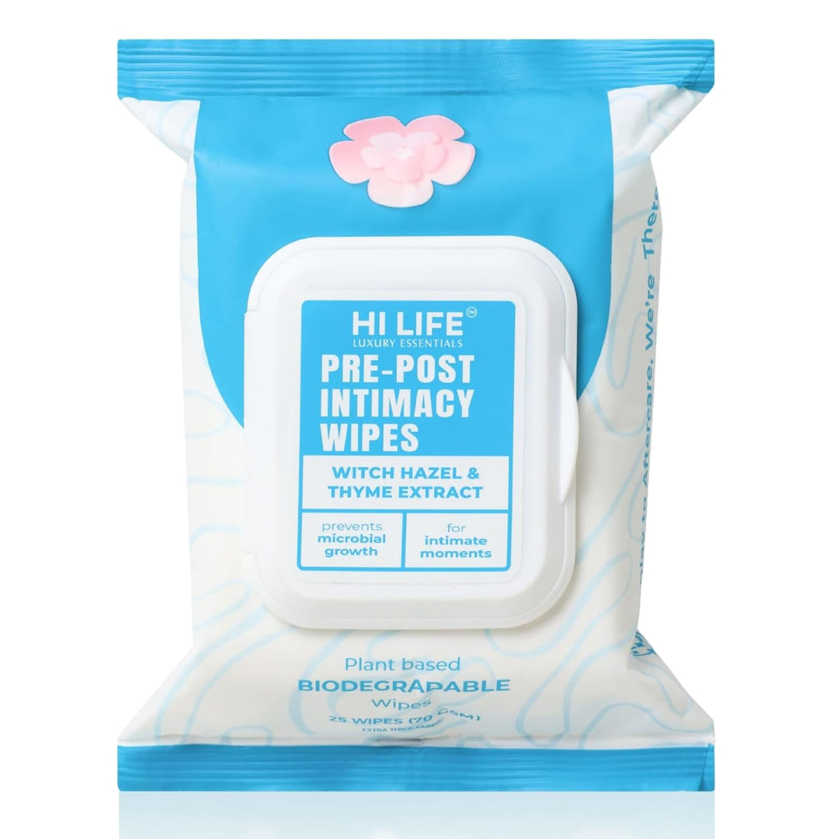 Hi Life Pre & Post Sex Wipes | pH-Balanced Intimate Care Wipes for Men & Women with Witch Hazel & Thyme Extract (Pack of 25)