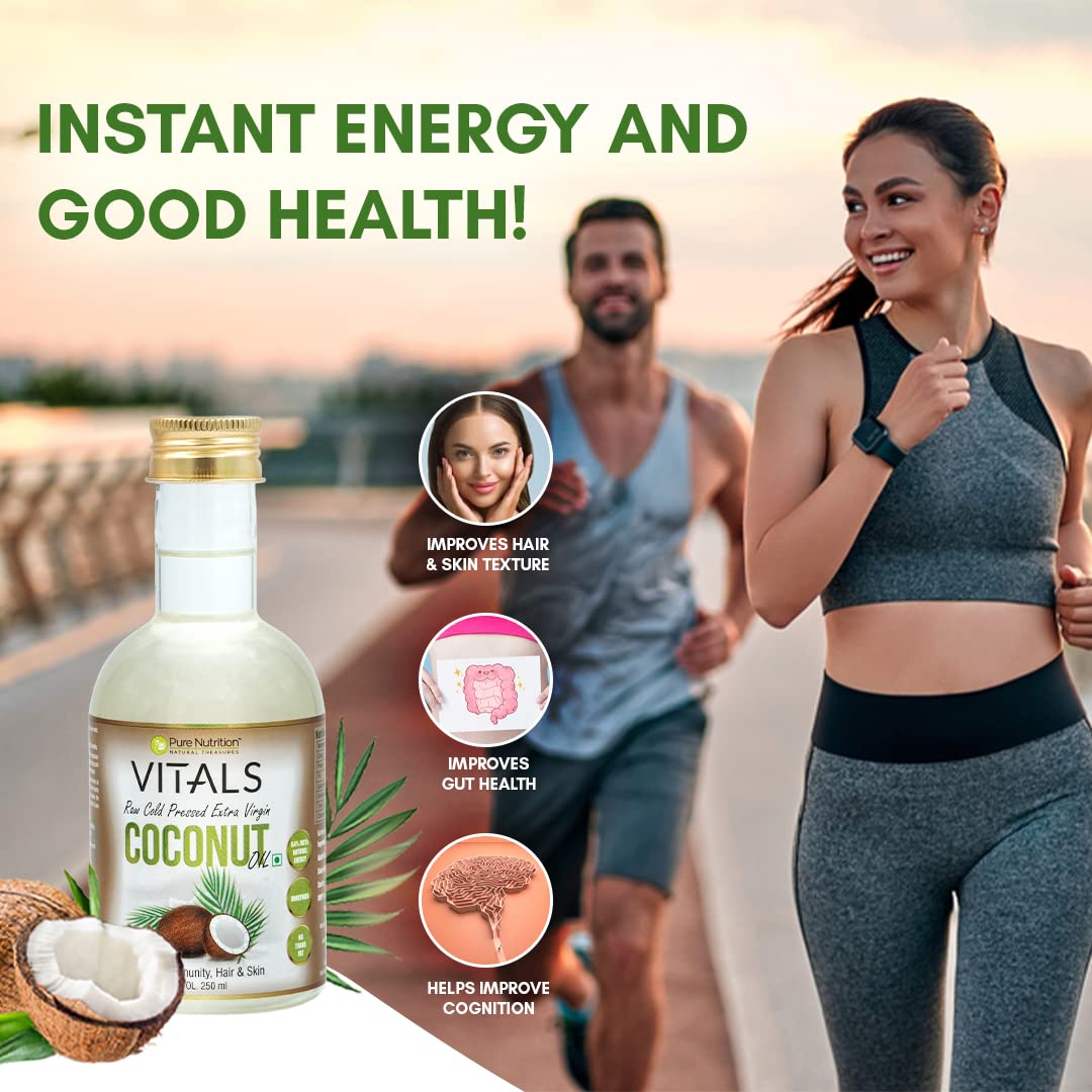 Pure Nutrition Virgin Coconut Oil 250ml PET Bottle | Cold Pressed Natural Coconut Oil`