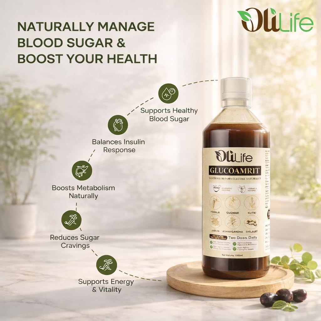OliLife GlucoAmrit Juice 1000 ml | Ayurvedic & Herbal Diabetes Care Juice for Blood Sugar Support, Metabolic Balance & Daily Wellness