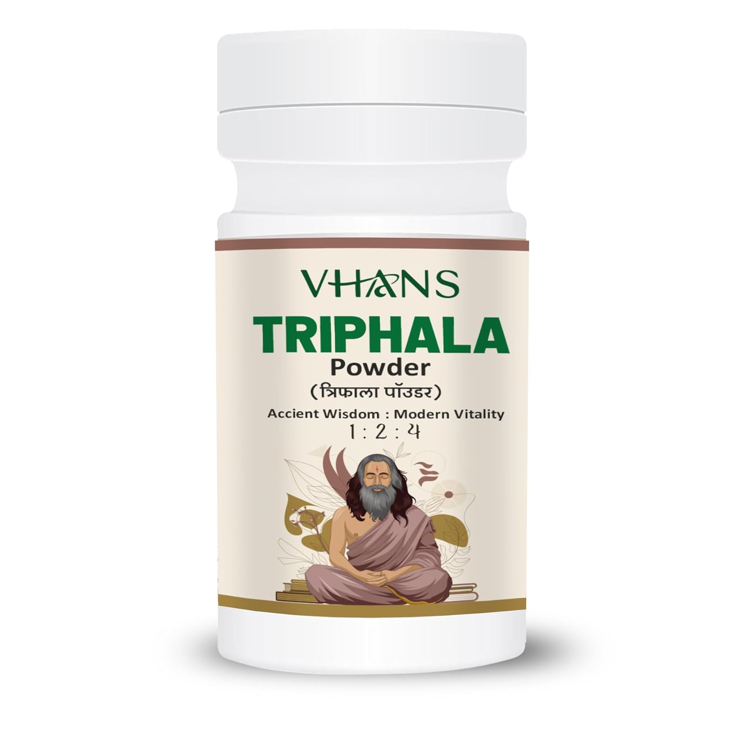 VHANS Triphala Powder 80g, Natural Ayurvedic Herbal Supplement for Digestion, Detox, and Immunity, Pure Amla Haritaki Bibhitaki Churna for Daily Wellness Support