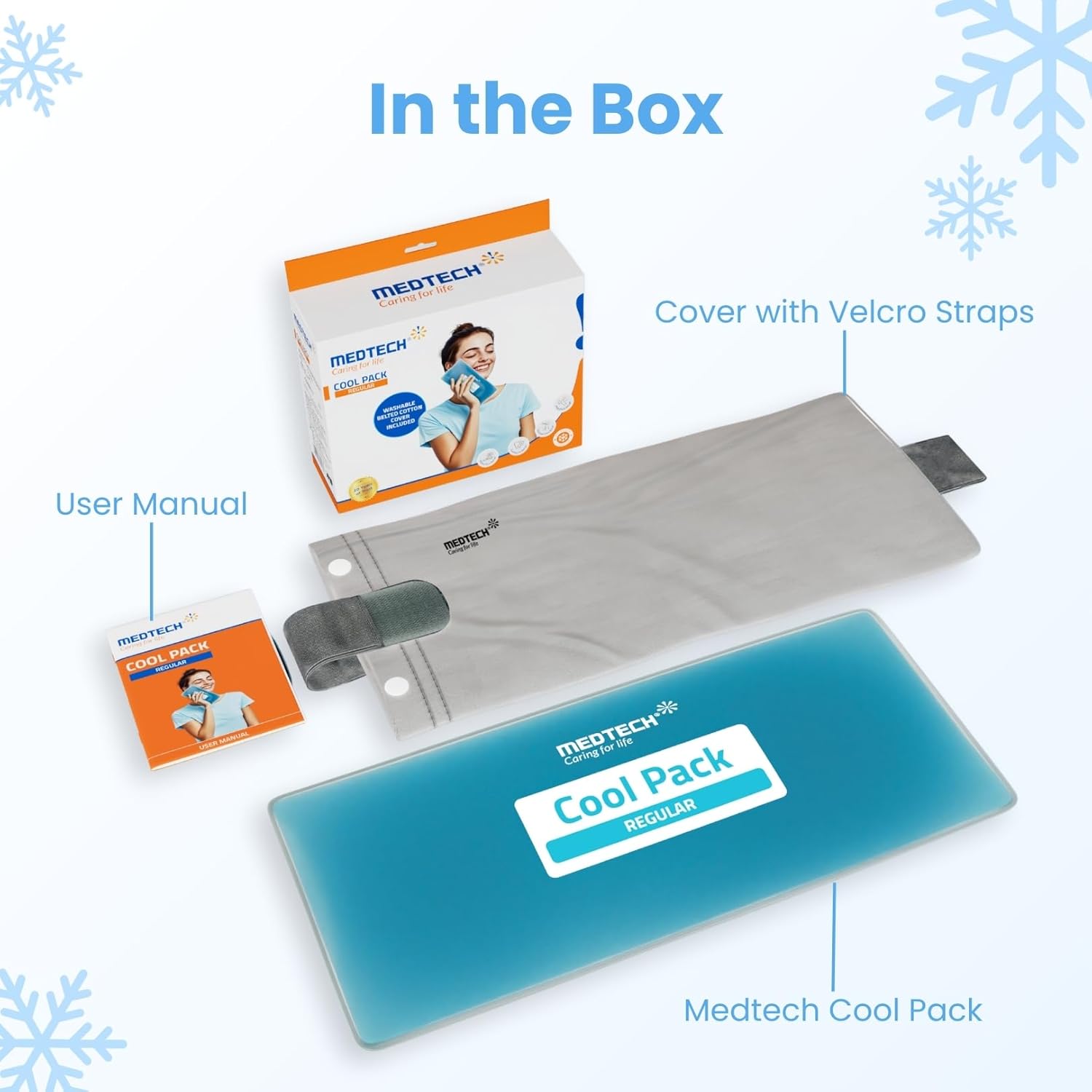 Medtech Cool Pack with Strappable Sleeve | Reusable Ice Cold Pack for Pain Relief | Long-Lasting Cold Therapy for Injuries, Swelling & Muscle Recovery | Flexible, Leak-Proof Gel Pack for First Aid, Sports & Post-Surgery Use