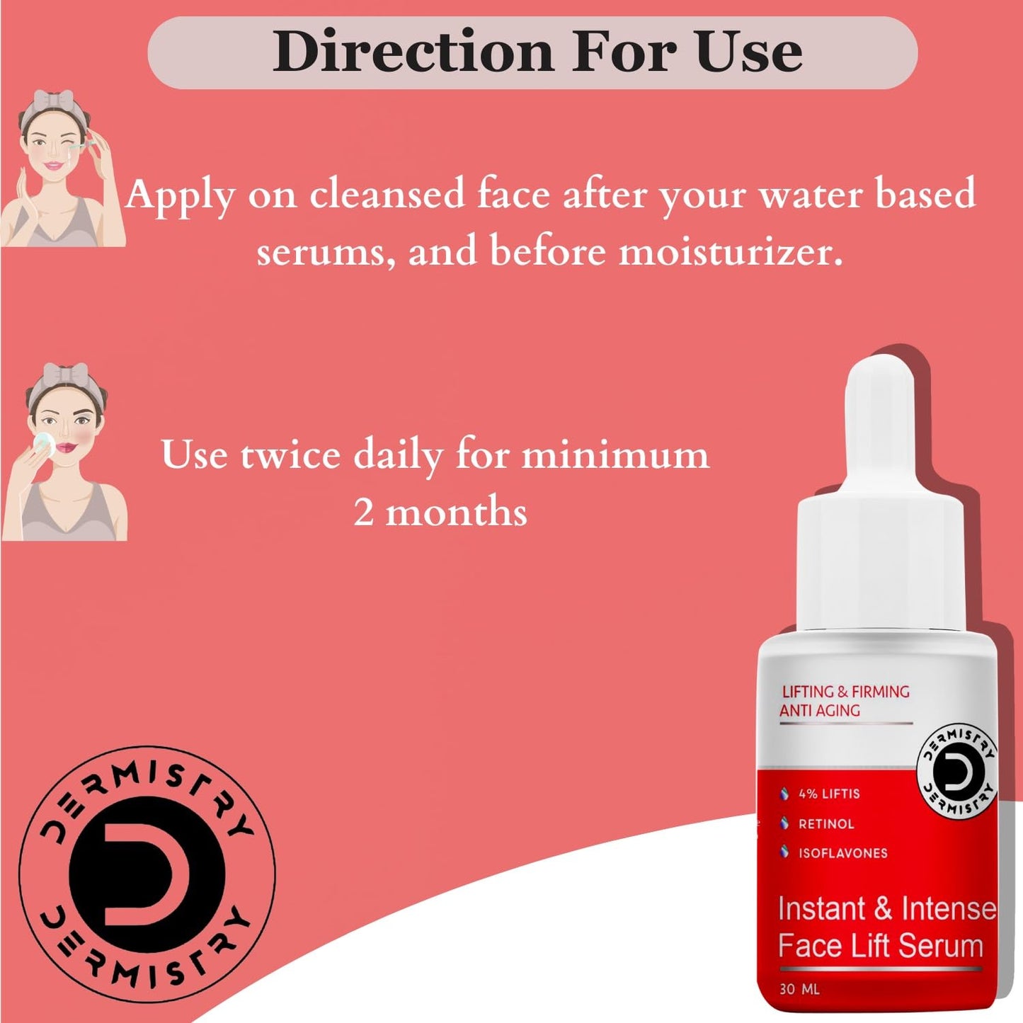 Dermistry Anti Ageing Retinol Instant & Intense Face Lift Serum - 30ml