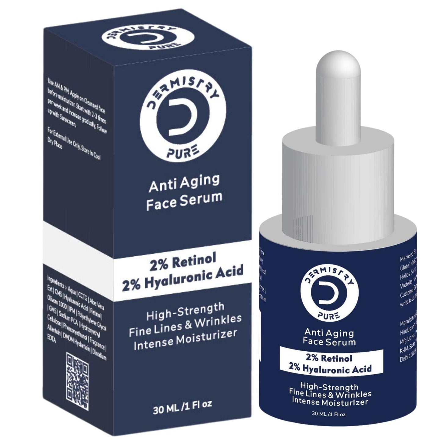 Dermistry Pure 2% Retinol 2% Hyaluronic Acid Anti Aging Face Serum