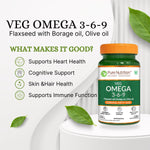 Pure Nutrition Vegan Omega 3-6-9 Capsules (550mg) for Men & Women | Flaxseed with Borage & Olive Oil | Supports Heart, Skin, Joint & Muscle Health | Plant-Based Omega for Overall Wellness - 120 Capsules