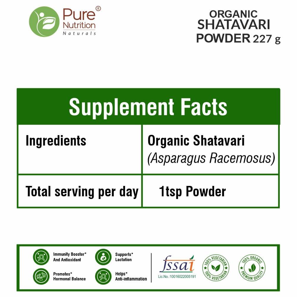 Pure Nutrition Organic Shatavari Root Powder - 227gm