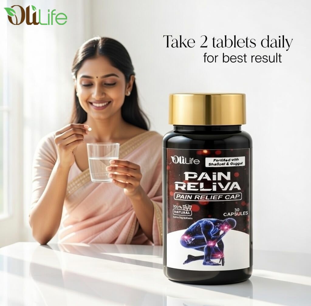 OliLife PainReliva Capsules 30 Capsules | Ayurvedic Joint Pain Medicine for Knee Discomfort, Back Aches, Joint Care, Arthritis Support, Inflammation Control, Muscle Bone Herbal Health & Mobility