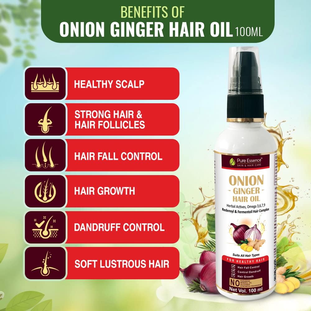 Pure Nutrition Onion & Ginger Hair Oil 100ml | Hair Growth & Scalp Care Oil