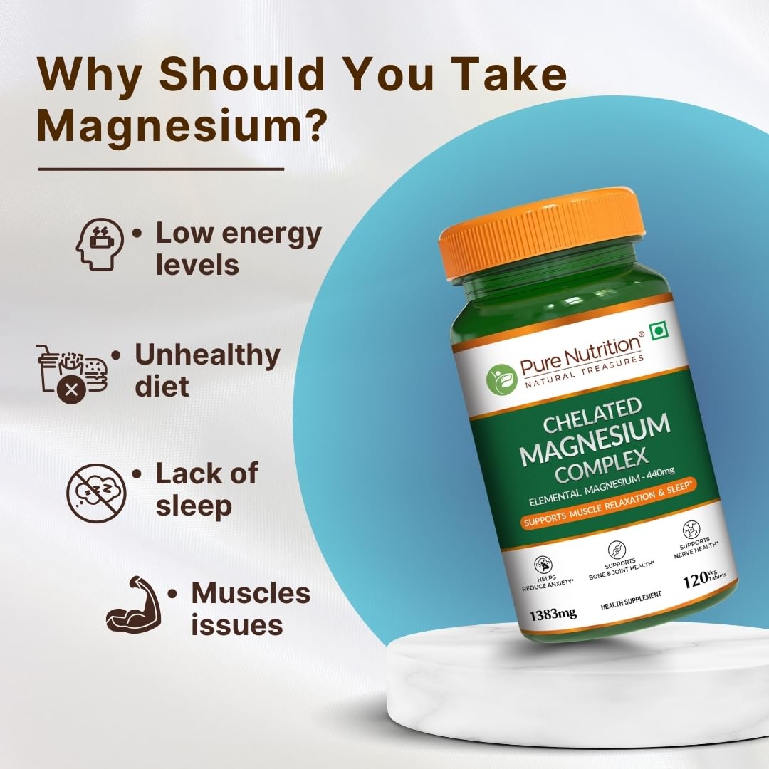 Pure Nutrition Chelated Magnesium Complex 800mg, 120 Tablets | Muscle, Bone & Relaxation Support
