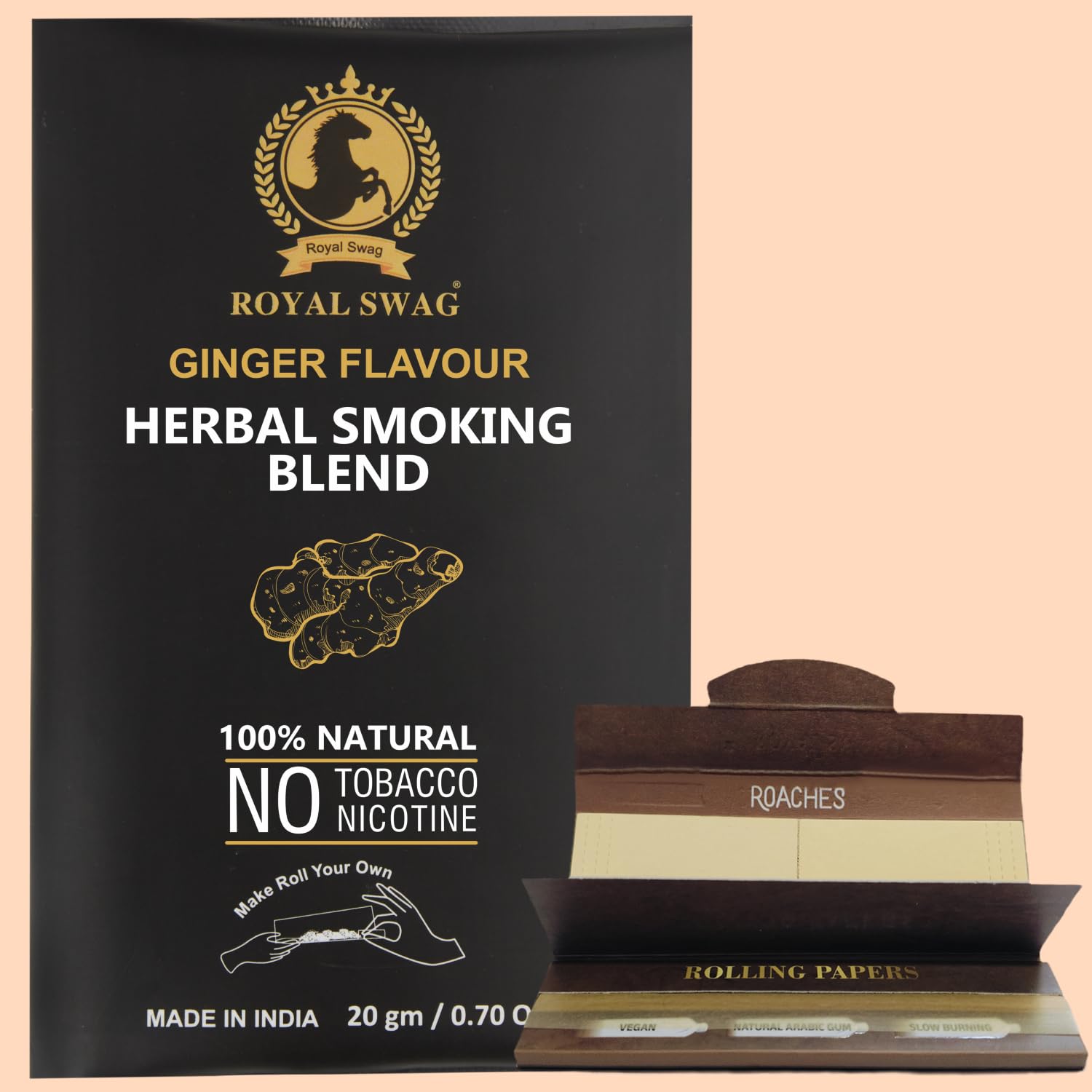 Royal Swag Zinger Herbal Smoking Blend (20g) & King Size Slim Papers Combo Pack