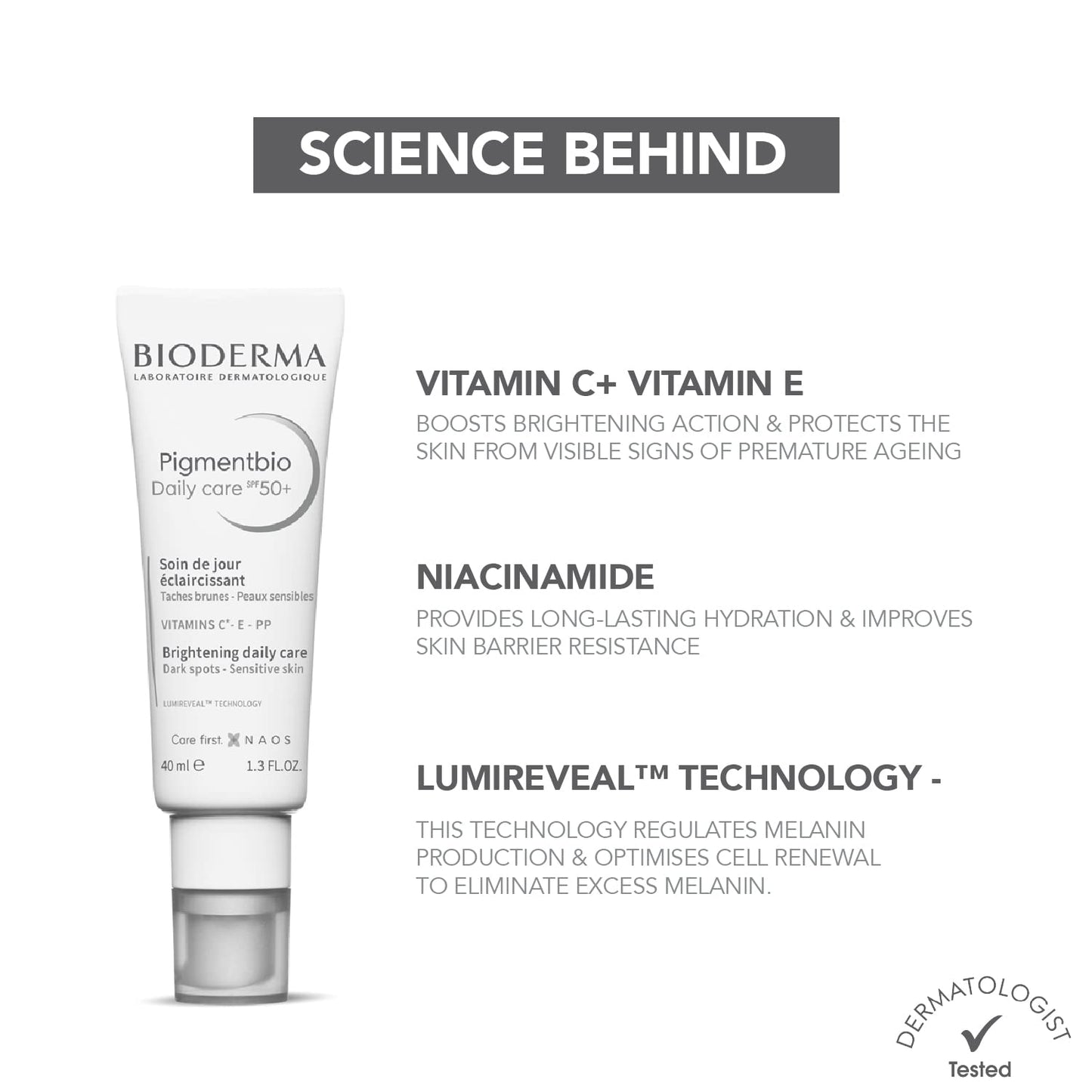 Bioderma Pigmentbio Daily Care Cream SPF 50+ for Dark Spots | Suitable for Sensitive Skin