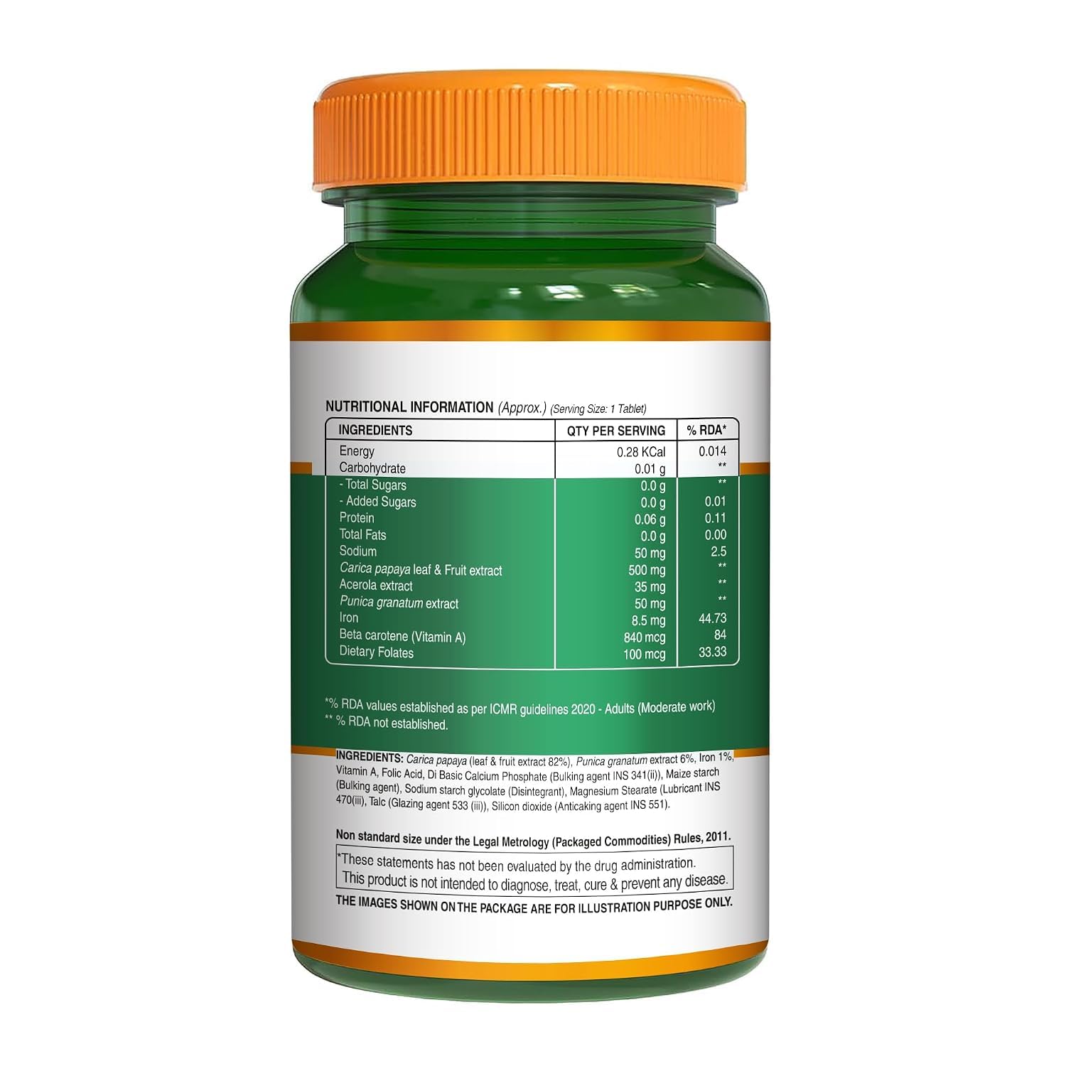 Pure Nutrition Papaya Fruit & Leaf Extract 120 Tablets | Herbal Wellness & Antioxidant Support