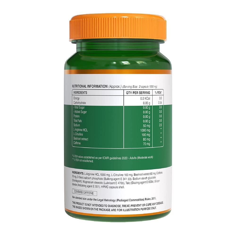 Pure Nutrition L-Arginine Capsules 1500mg - 60 Veg Capsules