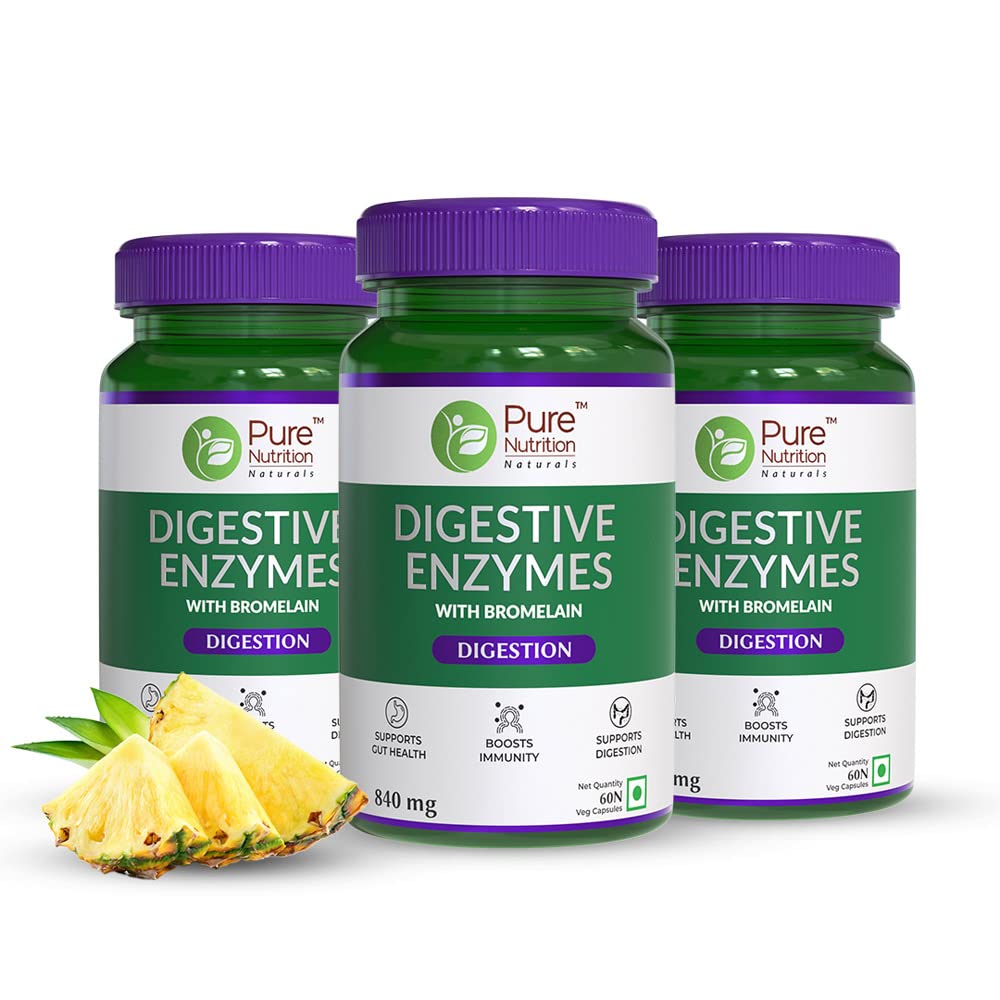 Pure Nutrition Digestive Enzymes Capsules 665mg with Bromelain - 60 Veg Capsules