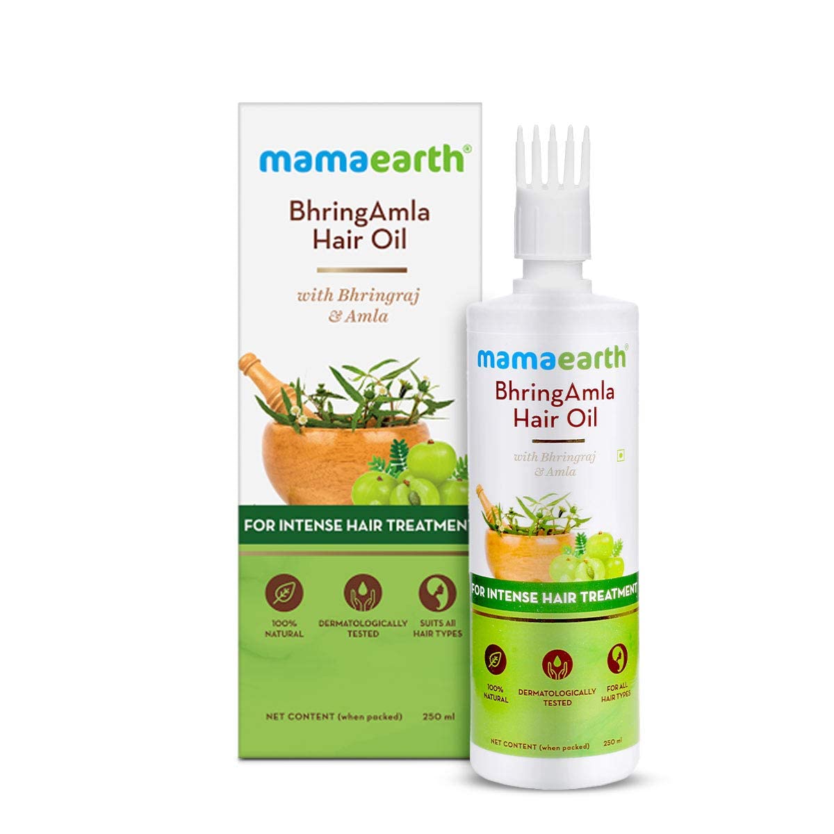 Mamaearth BhringAmla Hair Oil for All Hair Types | Mineral & Silicone-Free | Hairfall Control and Healthy Hair Growth - 250ml