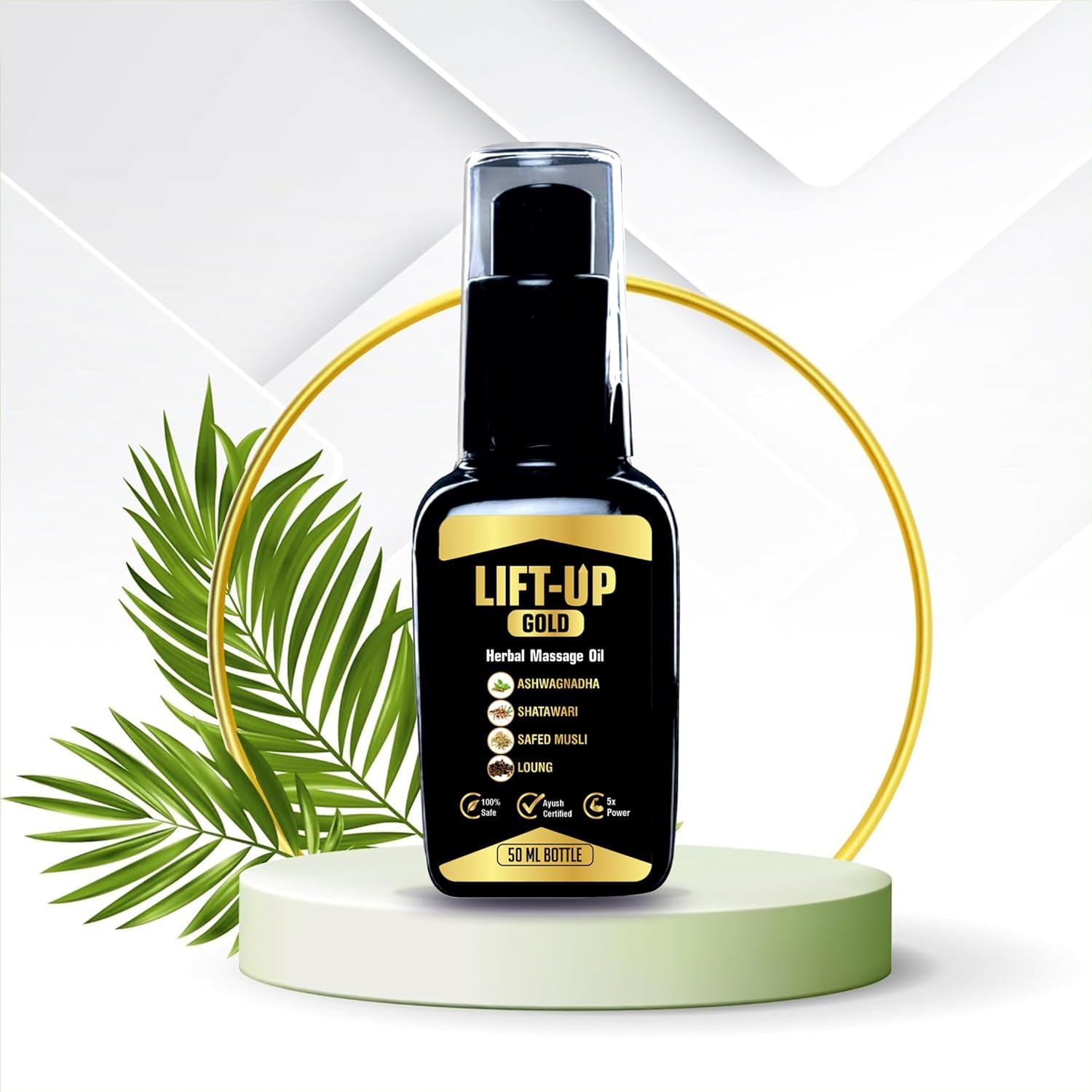 Vedavay Lift Up Gold Oil -  Massage Oil - 50ml for Men Performance Oil restores energy & hardens the relaxing muscles Ashwagandha, Safed Musli, Shatawar, Loung