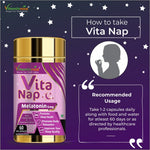 Vitaminnica Vita Nap Melatonin Sleeping Pills – Supports Restful Sleep, Fall Asleep Faster & Promotes Relaxation – Stress & Occasional Sleeplessness Support – 60 Veg Capsules