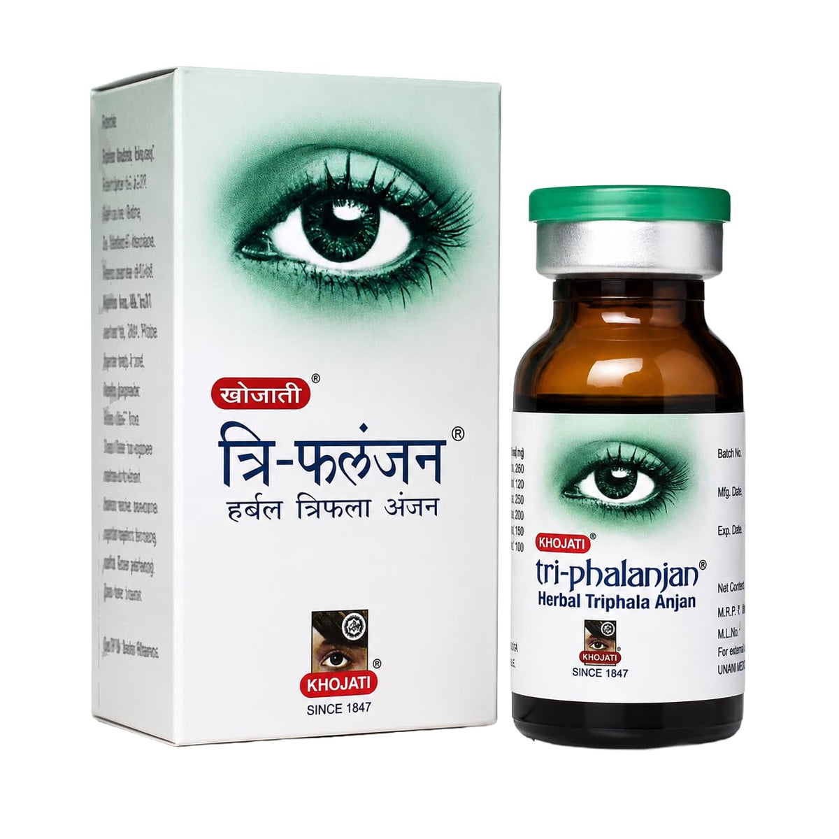 Khojati Tri-Phalanjan Ayurvedic Eye Drop | Soothing Eye Care for Strain, Redness & Dryness | Pack of 4 (7 ml each)