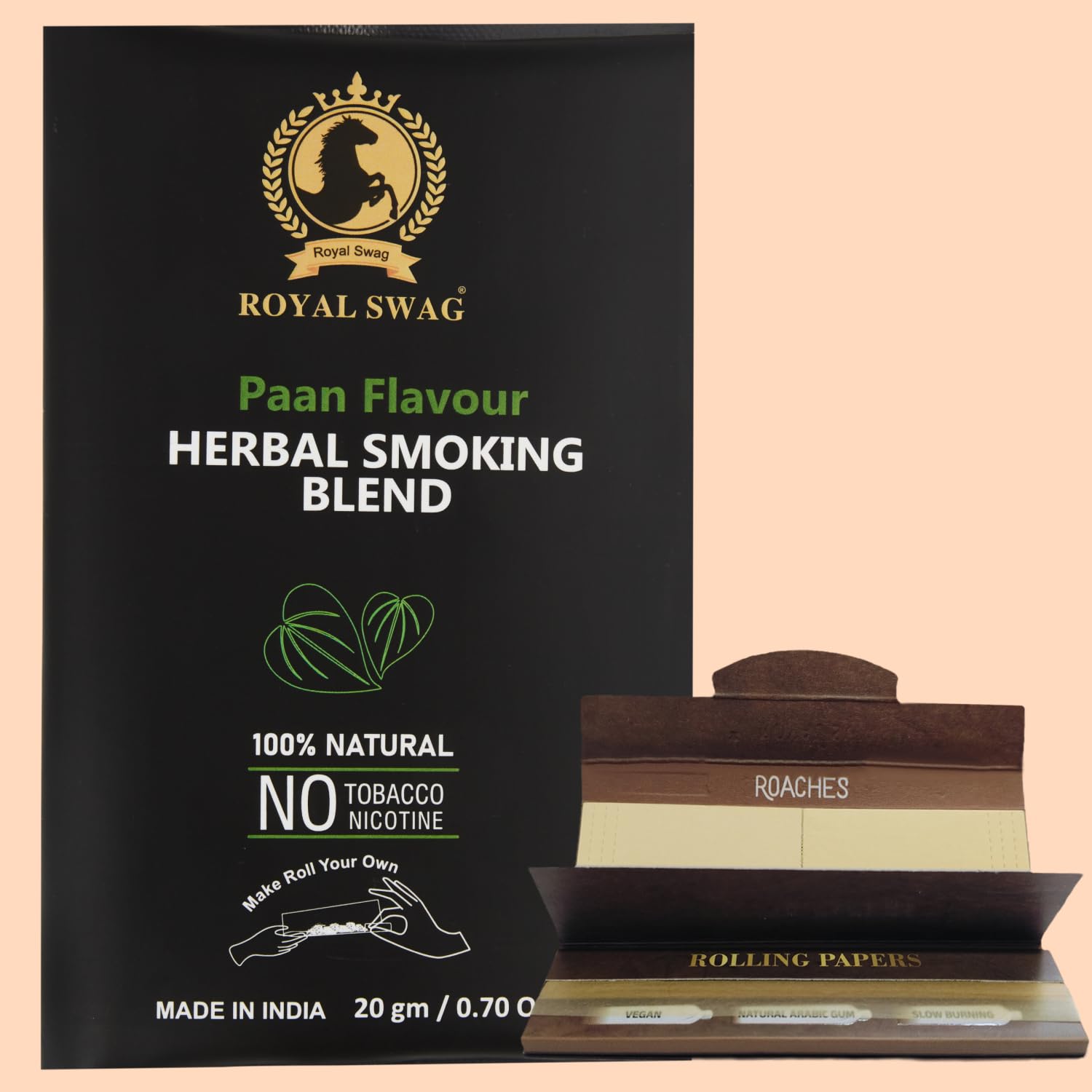 Royal Swag Paan Herbal Smoking Blend (20g) & King Size Slim Papers Combo Pack