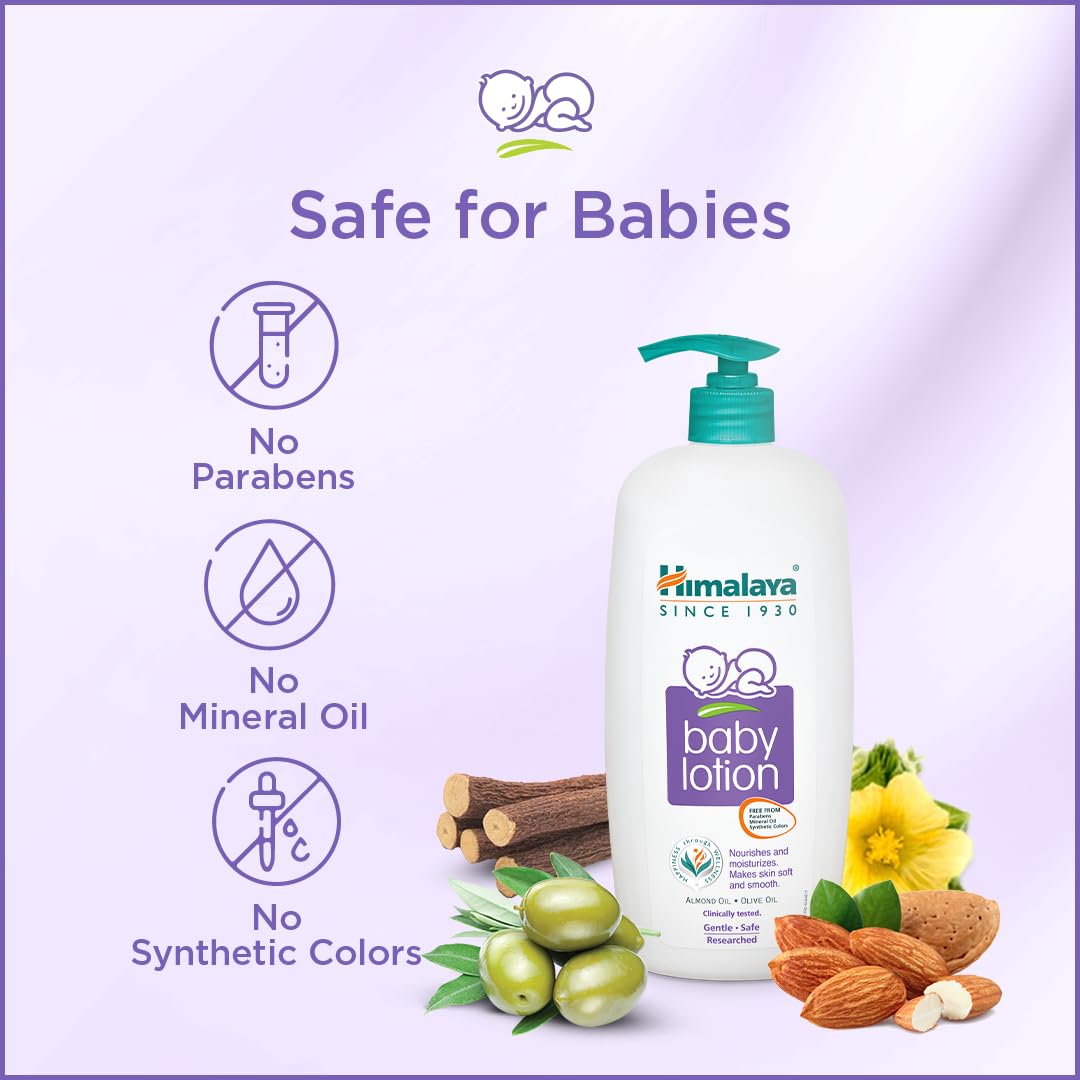 Himalaya Baby Lotion with Almond & Olive Oil | Nourishes & Moisturises Baby's Skin | Paraben-Free
