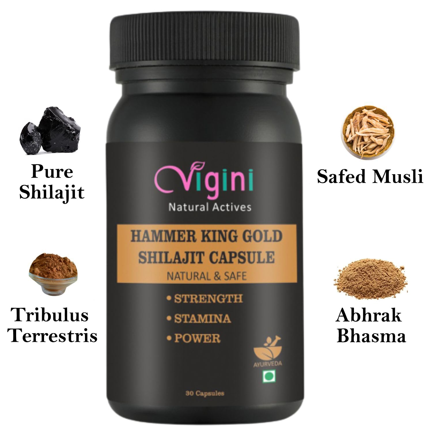 Vigini Hammer King Gold Shilajit Capsule - 30 Capsules