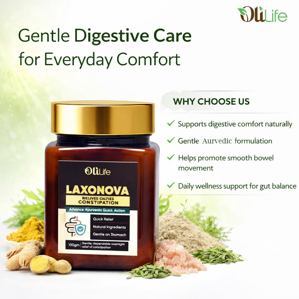 OliLife Laxonova Powder 100 g | Ayurvedic Constipation Relief Powder for Hard Stool, Smooth Bowel Movement, Gut Health, Piles & Fissure Support