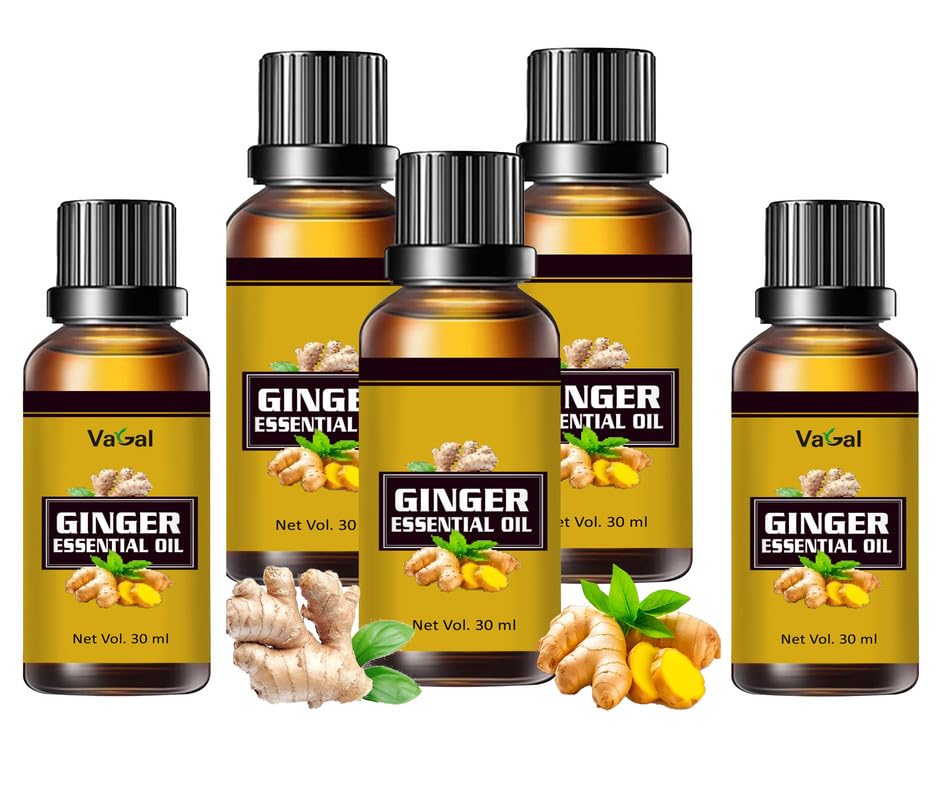 VAGAL Ginger Essential Oil 7 Weeks Fat Loss Oil, Belly Natural Drainage Ginger Oil Essential Relax Massage Oil, Belly and Waist Stay Perfect Shape Pack of 5 (50ml x 5)
