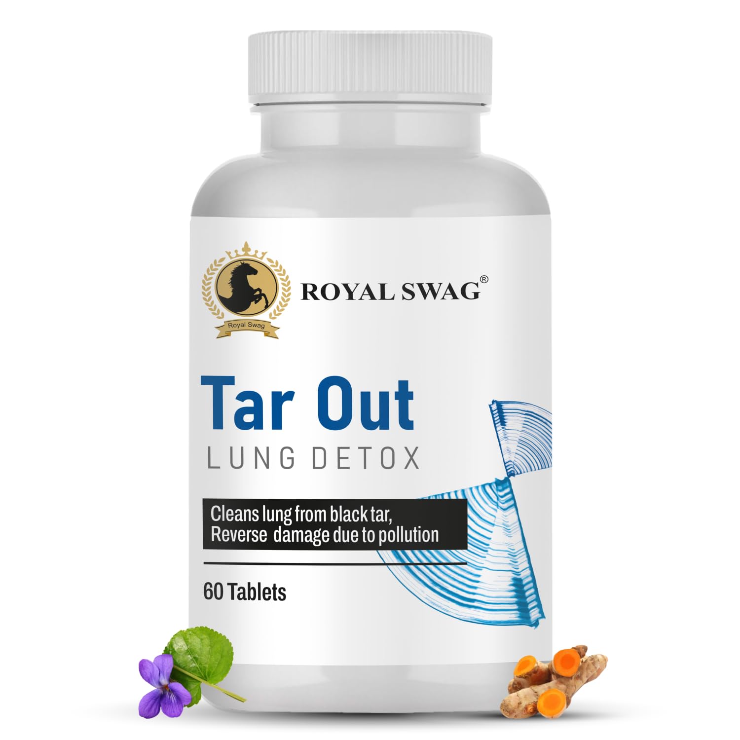 Royal Swag Ayurvedic Lung Detox Tablets - Natural Tar Cleanse & Respiratory Support (60 Count)