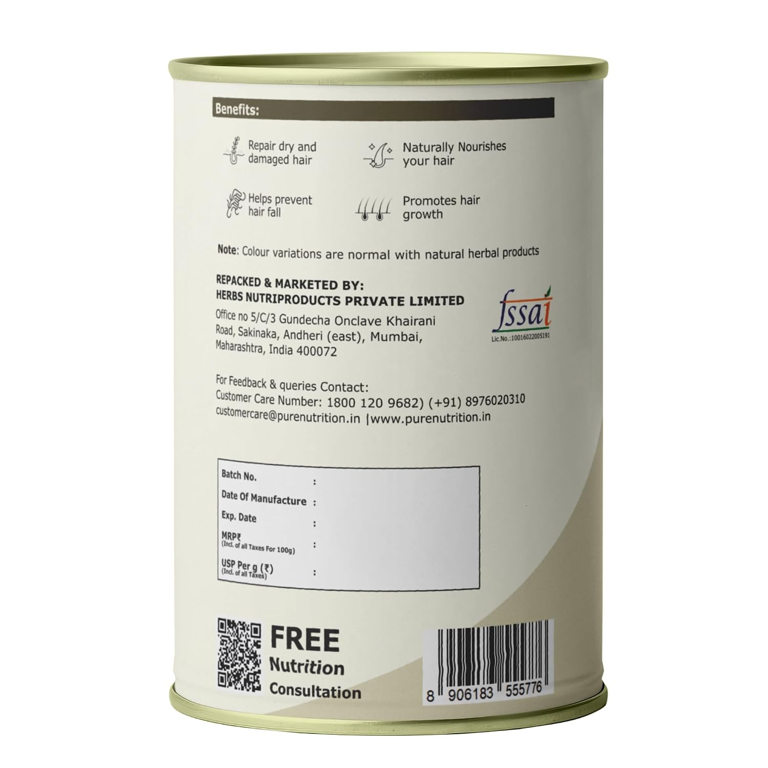 Pure Nutrition Natural Bhringraj Powder 100g | Herbal Hair & Scalp Care Powder | Ayurvedic Support