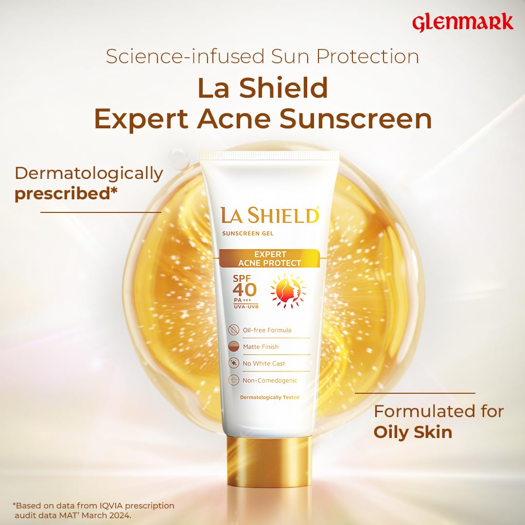 La Shield SPF 40 Sunscreen | Broad Spectrum UVA/UVB Protection Gel - 50gm gel