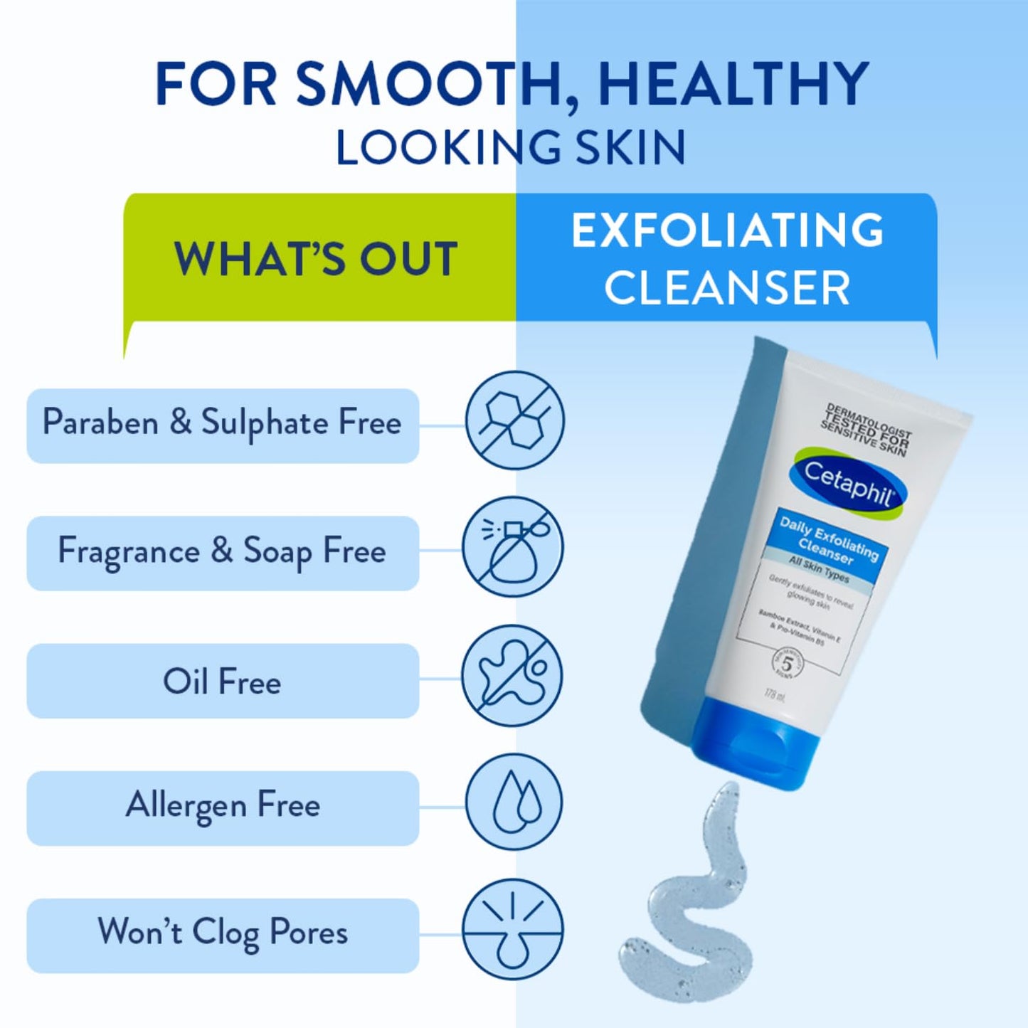 Cetaphil Daily Exfoliating Cleanser with Vitamin E | For All Skin Types Cleanser - 178ml