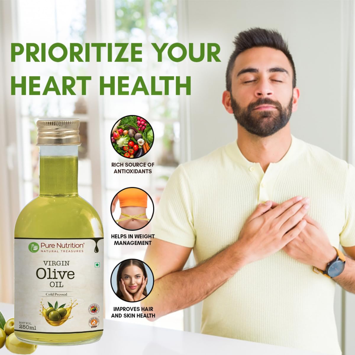 Pure Nutrition Virgin Olive Oil 250ml PET Bottle | Premium Cold Pressed Cooking Oil