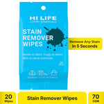 Hi Life Instant Stain Remover Wipes (Pack of 20) | Portable Emergency Stain Eraser Wipes for Clothes & Fabrics