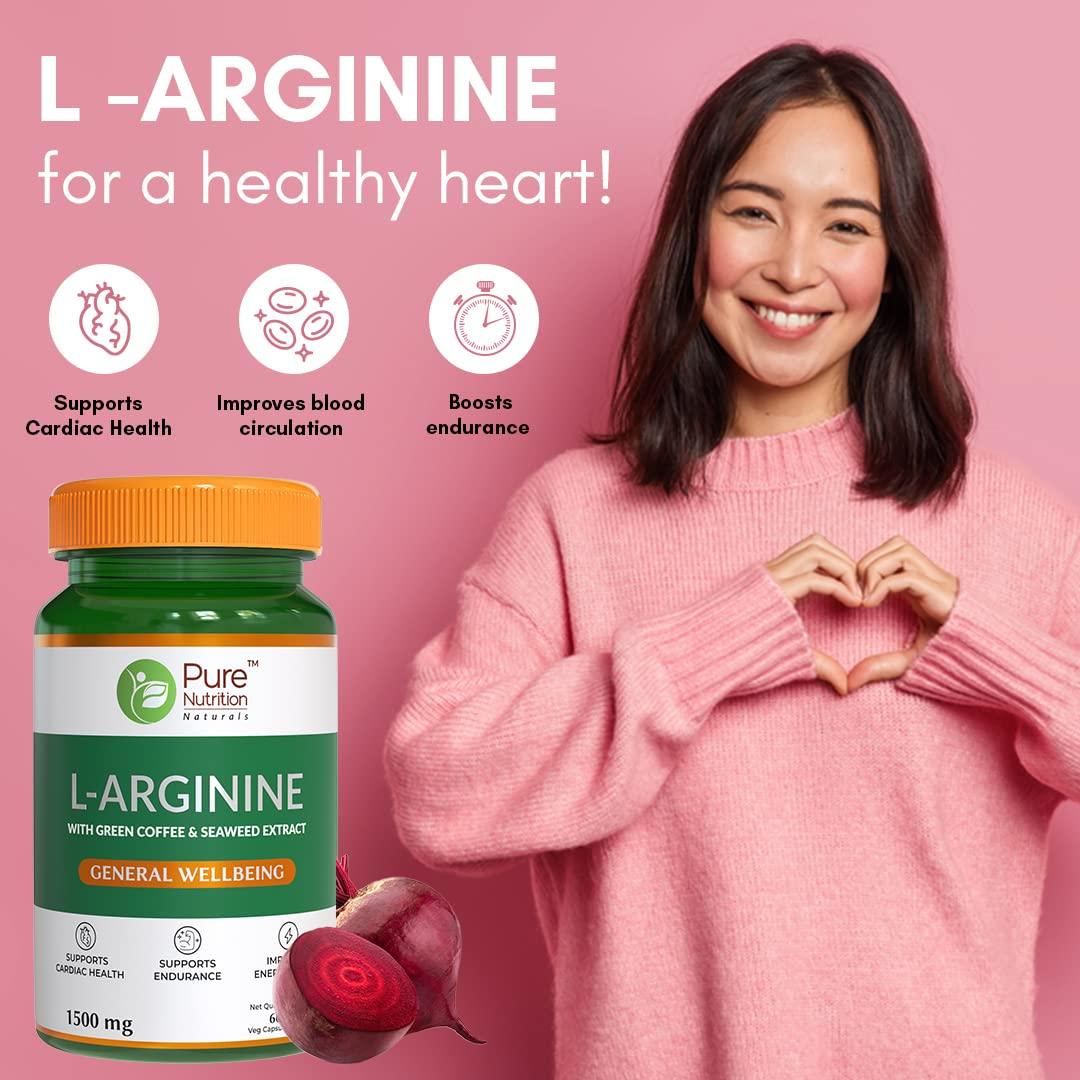 Pure Nutrition L-Arginine Capsules 1500mg - 60 Veg Capsules