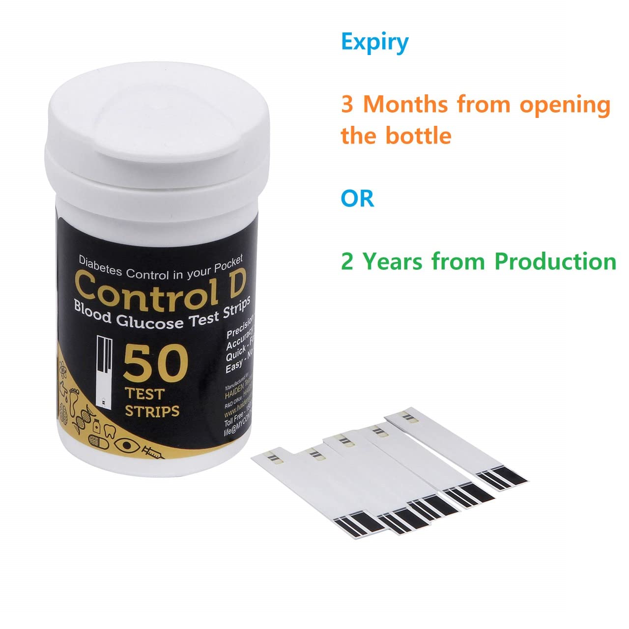 Control D Blood Glucose Test Strip (Only Strips) | Diabetes Monitoring Devices - 50 Strips