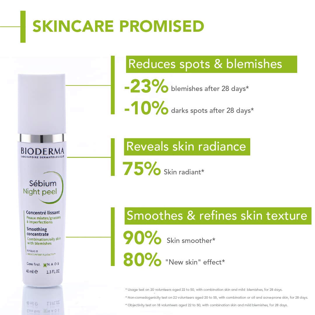 Bioderma Sebium Night Peel Smoothing Concentrate | Reduces Spots & Blemishes | For Combination/Oily Skin - 40ml Cream