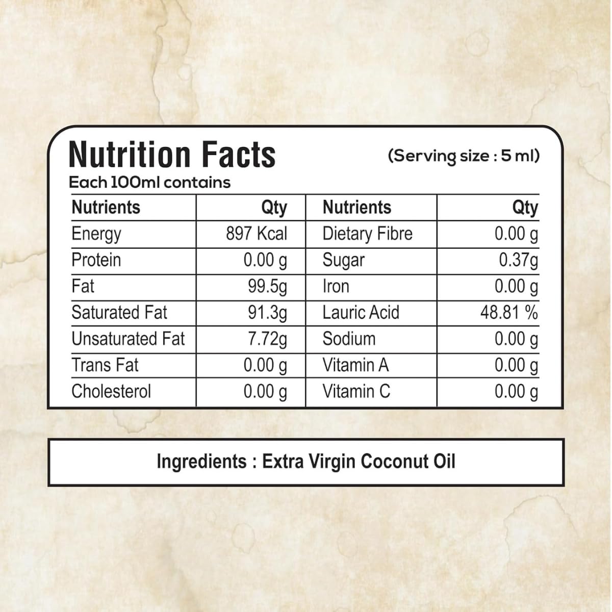 Pure Nutrition Virgin Coconut Oil 750ml Glass Bottle | Cold Pressed Natural Coconut Oil