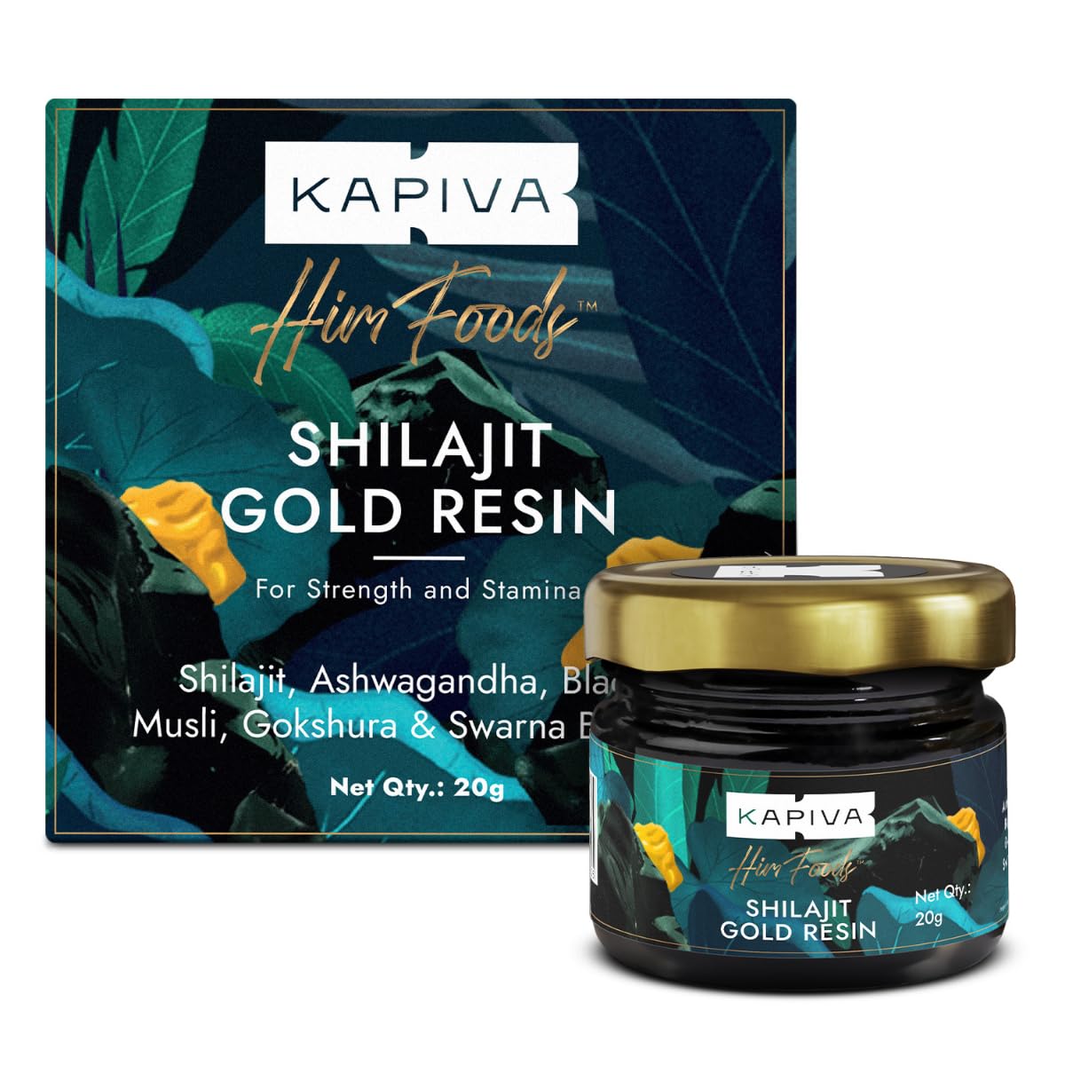 Kapiva Shilajit Gold Resin 20g - Pure Himalayan Shilajit with 24k Gold & Gokshura