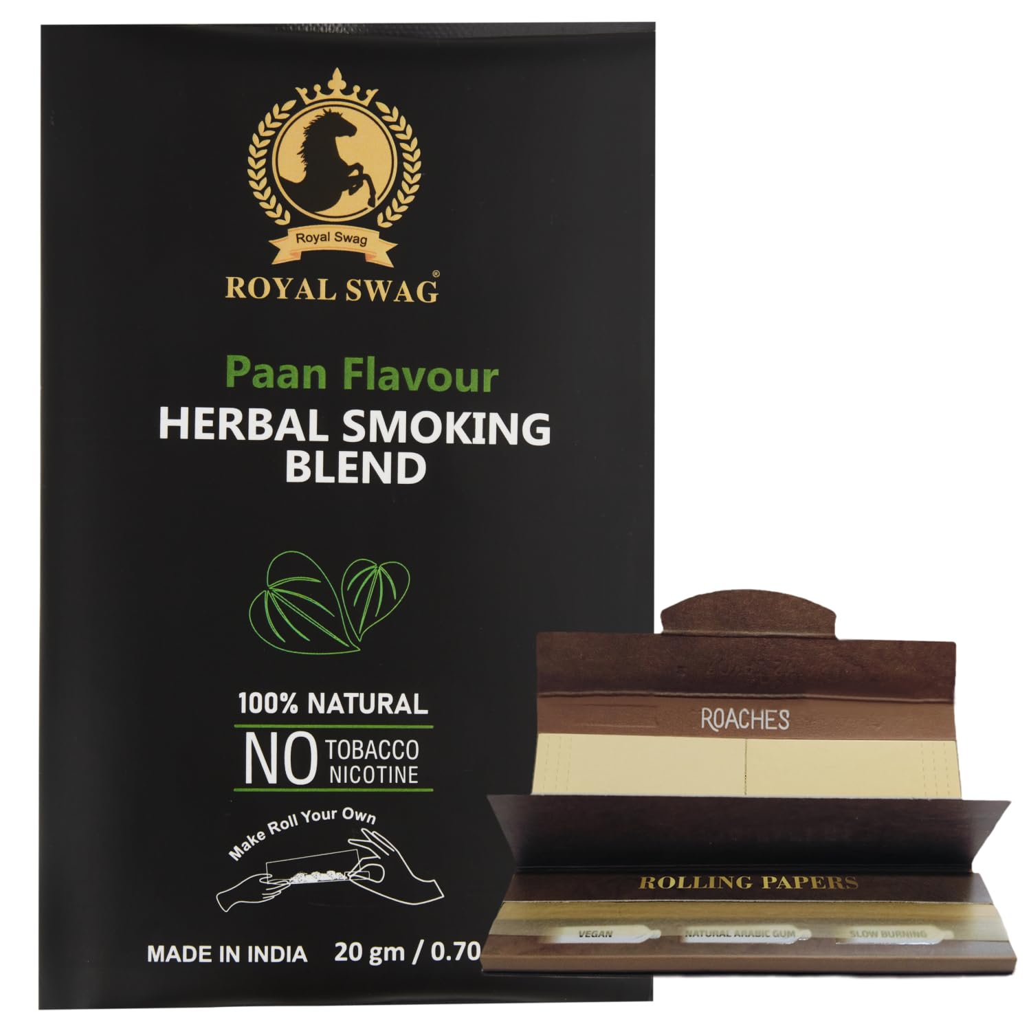 Royal Swag Paan Herbal Smoking Blend (20g) & King Size Slim Papers Combo Pack
