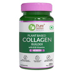Pure Nutrition Plant based Collagen Builder Tablets with 8 B Vitamins, Biotin & Vitamin C for Glowing Skin, Strong & Healthy Hair, Nails, Bones & Joints - 60 Veg Tablets