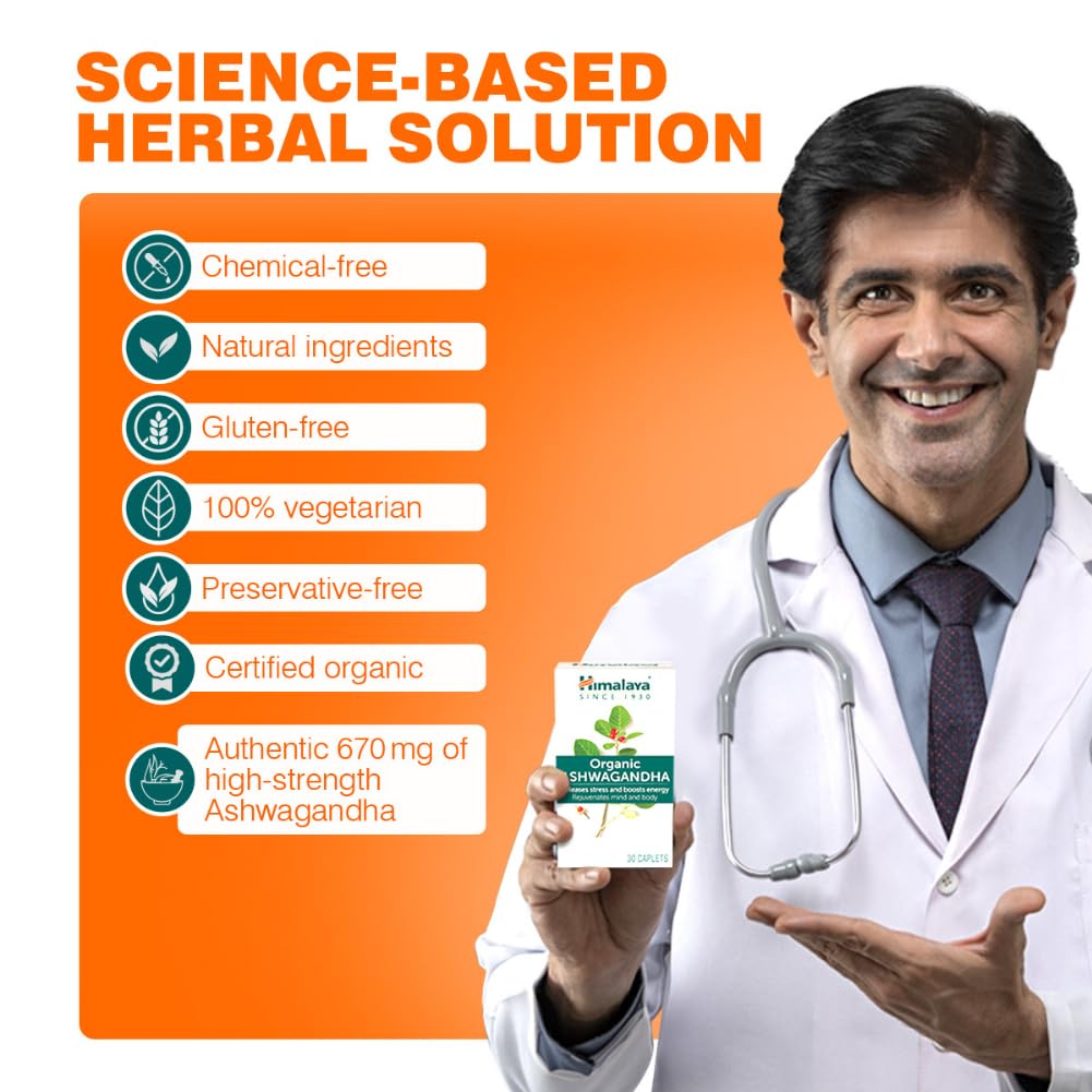 Himalaya Organic Ashwagandha Caplet | Helps Release Stress - 30 Caplet